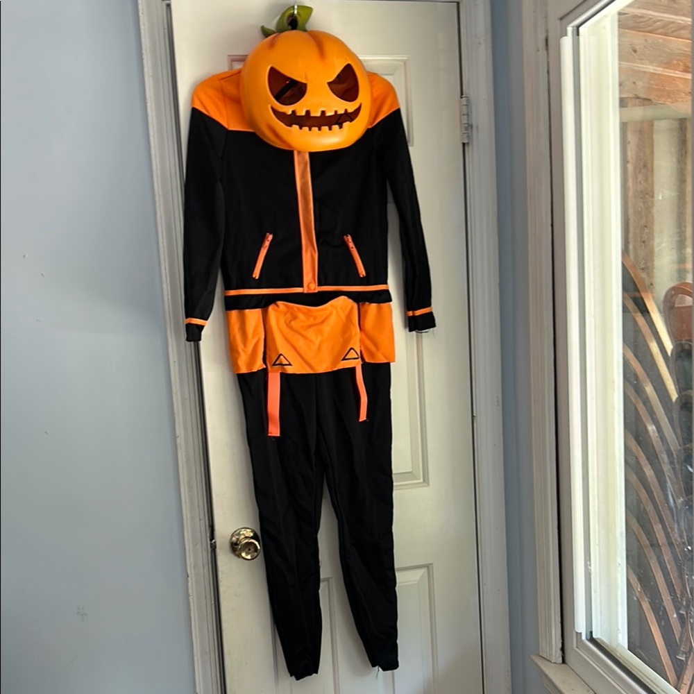 Kids Fortnite Pumpkin Costume - Black and Orange